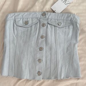 Zara Light Gray Denim Mini Skirt